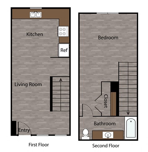 a floor plan of a small apartment with a bedroom and a living room